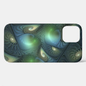 らせん状ティール（緑がかった色）ベージュグリーン抽象芸術フラクタル Case-Mate iPhoneケース (裏面 (横))
