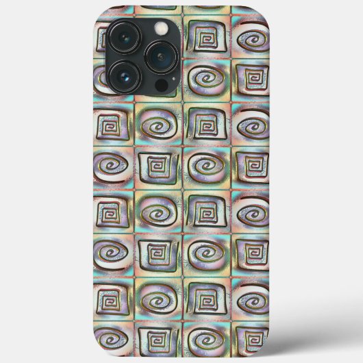 らせん状デザインの正方形の粗いステンドモザイク Case-Mate iPhoneケース (裏面)