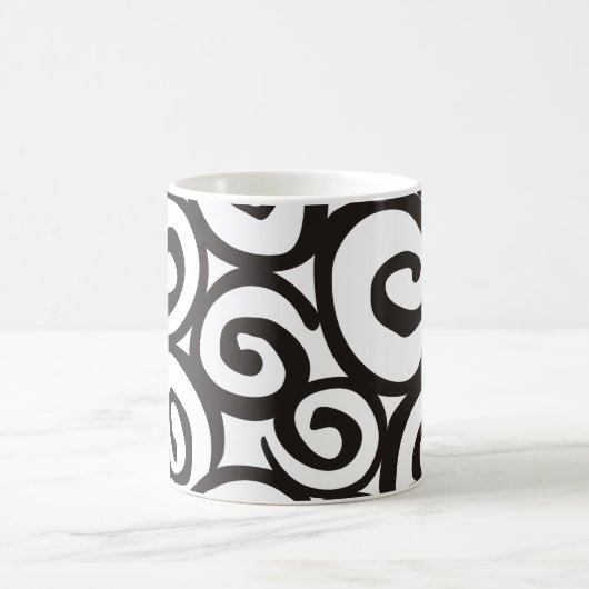 らせん状パターン白黒+アイディア コーヒーマグカップ (中央)