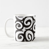 らせん状パターン白黒+アイディア コーヒーマグカップ (左)