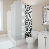 らせん状パターン白黒+アイディア シャワーカーテン (インサイチュ)
