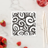 らせん状パターン白黒+アイディア スタンダードカクテルナプキン (インサイチュ)