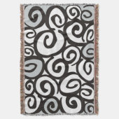 らせん状パターン白黒+アイディア スローブランケット (正面縦)