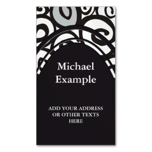 らせん状パターン白黒+アイディア マグネット名刺