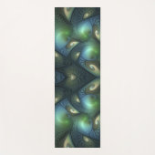 らせん状ベージュグリーンターコイズ抽象芸術フラクタルアート ヨガマット (正面)