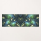 らせん状ベージュグリーンターコイズ抽象芸術フラクタルアート ヨガマット (正面(横))