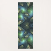 らせん状ベージュグリーンターコイズ抽象芸術フラクタルアート ヨガマット (裏面)