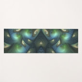 らせん状ベージュグリーンターコイズ抽象芸術フラクタルアート ヨガマット (正面(横))