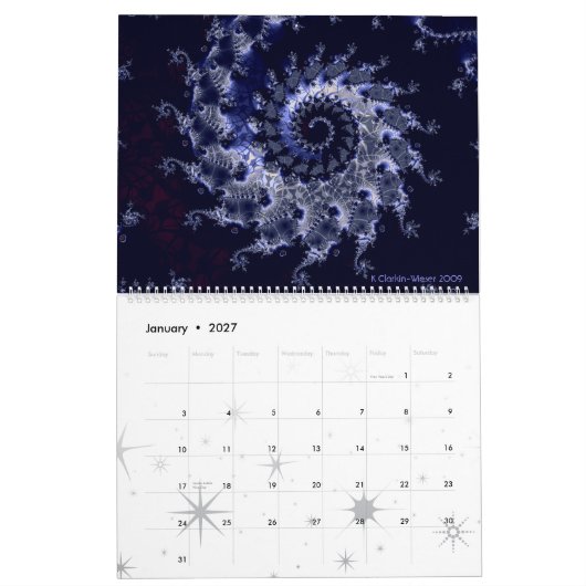 らせん状2009年 カレンダー (1月 2027)