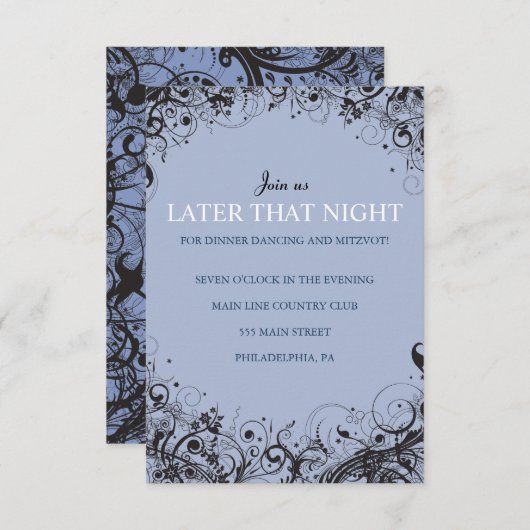 らせん状&スターズウェディングレセプションパーティーカード 招待状 (正面/裏面)