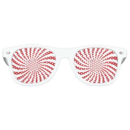 らせん赤と白状 レトロサングラス (正面)