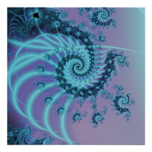 らせん階段 青とピンクのフラクタルアート ポスター