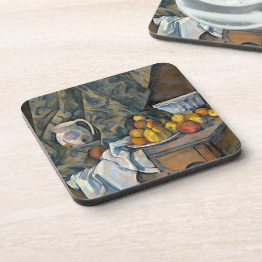 りんごおよびモモが付いているポールセザンヌ|の静物画、 コースター (左側)