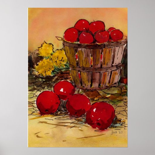 りんごでいっぱいのバケツ ポスター (正面)
