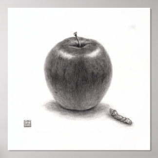 りんごとあおむし 箔ポスター