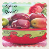 りんごとバラのLife is Good ペーパーコースター (正面)
