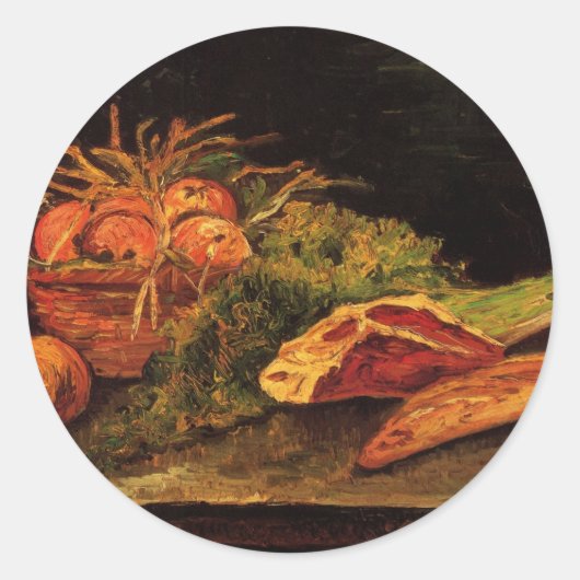 りんごと、肉とヴィンセント転がバン・ゴッホ ラウンドシール (正面)