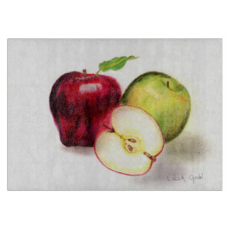 りんごのガラスまな板 カッティングボード