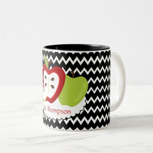 りんごのパーソナライズな先生のマグ ツートーンマグカップ (正面右)