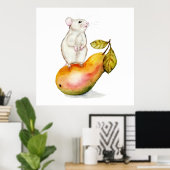 りんごの上のチャーミングなネズミ ポスター (ホームオフィス)