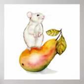 りんごの上のチャーミングなネズミ ポスター (正面)