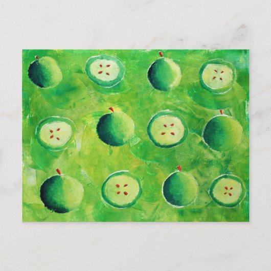 りんごの半分の絵画 ポストカード (正面)