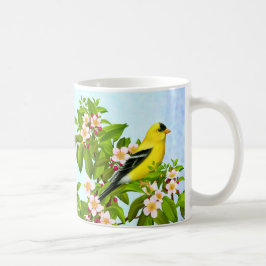 りんごの木のマグのアメリカのGoldfinchの鳥 コーヒーマグカップ
