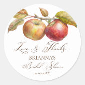 りんごの木の下で永遠に　りんごの秋のブライダルシャワーのお土産 ラウンドシール (正面)