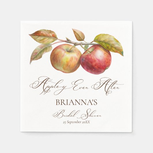 りんごの木の下で永遠に　秋のりんごの結婚前のお祝い スタンダードカクテルナプキン (正面)