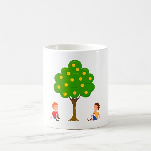 りんごの木の下に座る子供たち コーヒーマグカップ