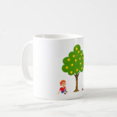 りんごの木の下に座る子供たち コーヒーマグカップ (正面左)