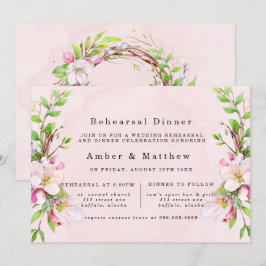 りんごの木の花 水彩彩色リハーサルディナー 招待状