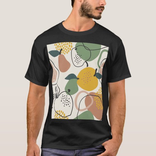 りんごの梨:ヴィンテージ手描きパターン。 Tシャツ (正面)