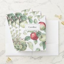 りんごの水彩デザインがさりげないオフィス用品