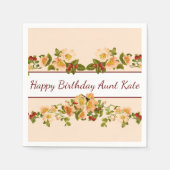 りんごの花とバラの女性らしい スタンダードカクテルナプキン (正面)