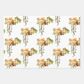 りんごの花とバラの実のさまざまなパターン ラッピングペーパーシート (正面)