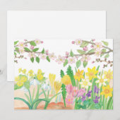 りんごの花と春の花のイラスト シーズンカード (正面/裏面)