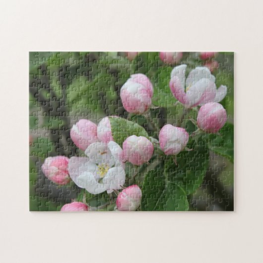 りんごの花と緑の葉 ジグソーパズル (横)