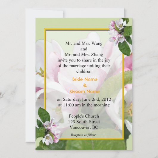 りんごの花の結婚式の招待状 招待状 (正面)
