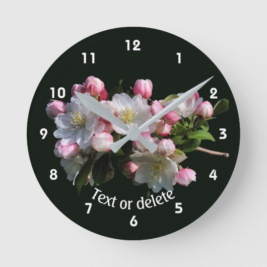 りんごの花 フローラル オーダーメイド  ラウンド壁時計 (正面)
