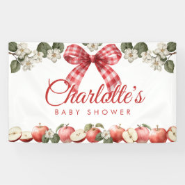 りんごの赤ちゃんシャワーバナー ギンガムリボン付き 横断幕