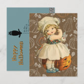 りんごを彫る女の子のハロウィンポストカード ポストカード (正面/裏面)