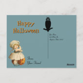 りんごを彫る女の子のハロウィンポストカード ポストカード (裏面)