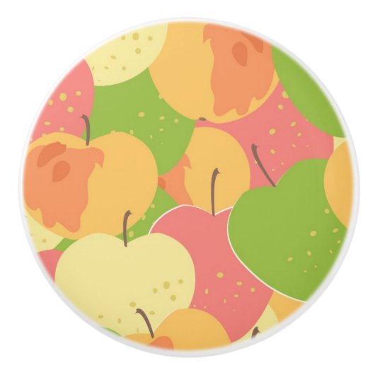 りんごを持つオーナメント セラミックノブ (正面)