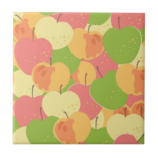 りんごを持つオーナメント タイル (正面)