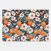 りんごオレンジ梨と蝶フルーツパック ラッピングペーパーシート (正面)