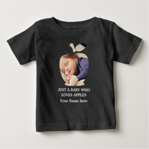 りんごカスタムモダンフルーツ写真テンプレート ベビーTシャツ