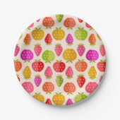 りんごカラフルとレトロ星のイチゴ ペーパープレート (正面)
