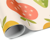 りんごカラフルとレトロ星のイチゴ ラッピングペーパー (ロールコーナー)