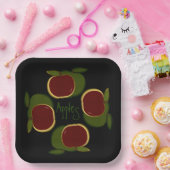 りんごグラフィック黒い赤い緑の果実 ペーパープレート (パーティー)